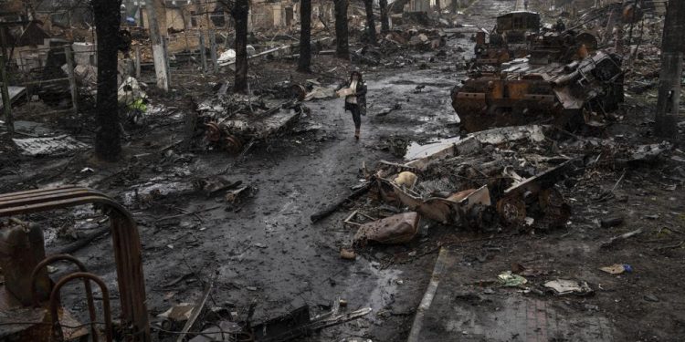 Ukraine accuses Russia of massacre, city strewn with bodies