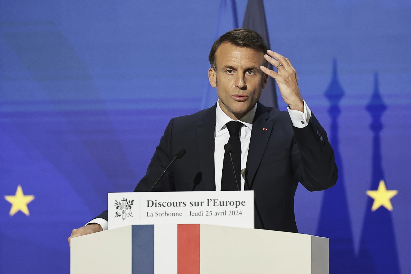 French president outlined his vision for Europe as an assertive global power amid war in Ukraine