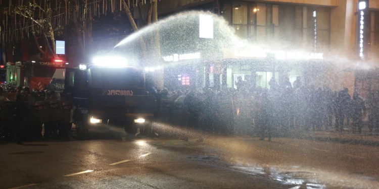 Demonstrators in Georgia again converge on parliament after the country’s EU bid was suspended